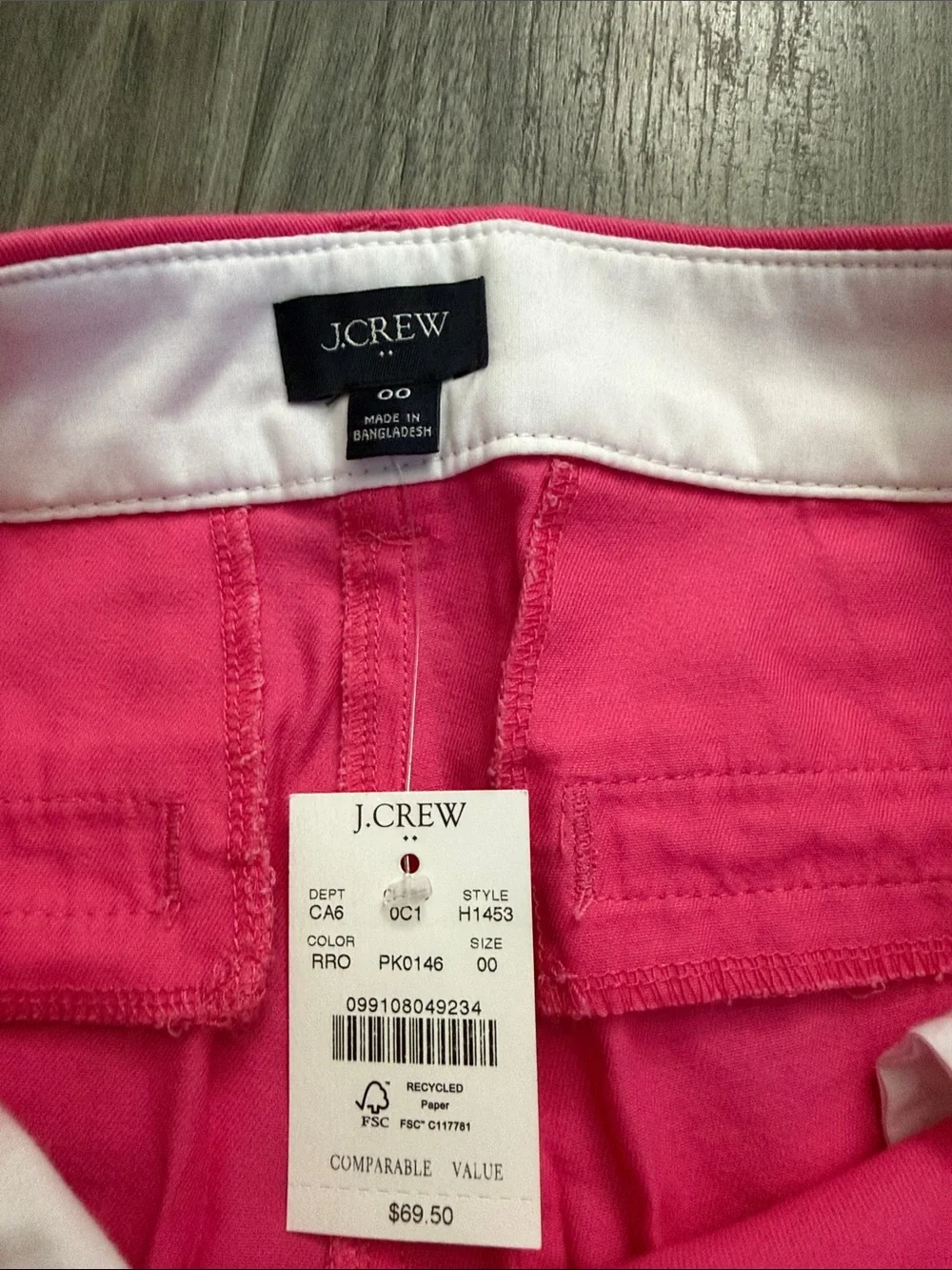 J. Crew Cotton Chino Shorts in Hot Pink and Beige - size 00 New with Tags